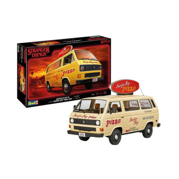 KIT PARA MONTAR REVELL STRANGER THINGS ARGYLE'S VW T3 SURFER BOY PIZZA VAN 1/25 84 PEÇAS REV 07725